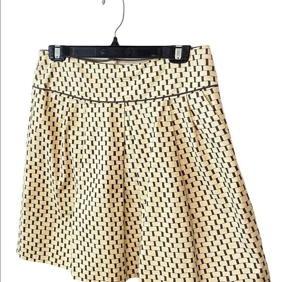 Nanette Lepore Brown Cream Geometric print Skirt 6 - Picture 2 of 6